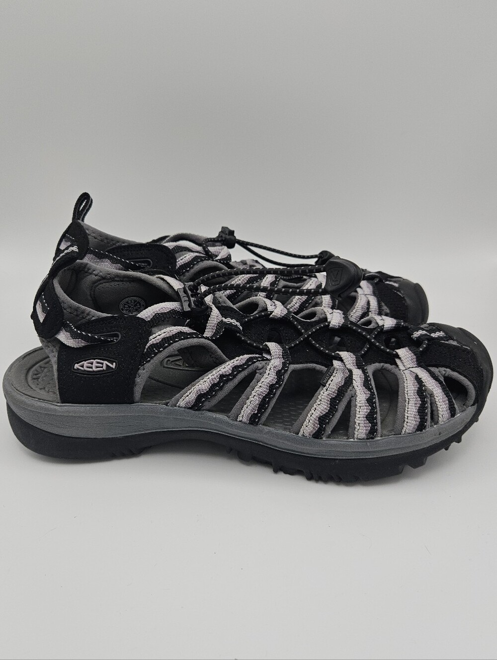 Keen Whisper sandals black gray lavender size 8.5